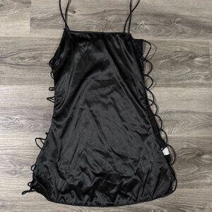 XL Black Mini Slip Dress with Cutouts